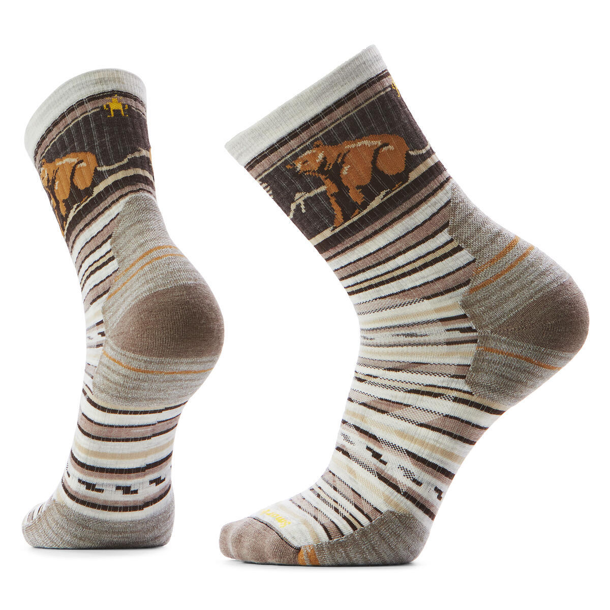 Unisex merino turistické ponožky SMARTWOOL Hike Targeted Cushion Bear Stripe Mid Cr, Ash velikost: 38-41 (M)