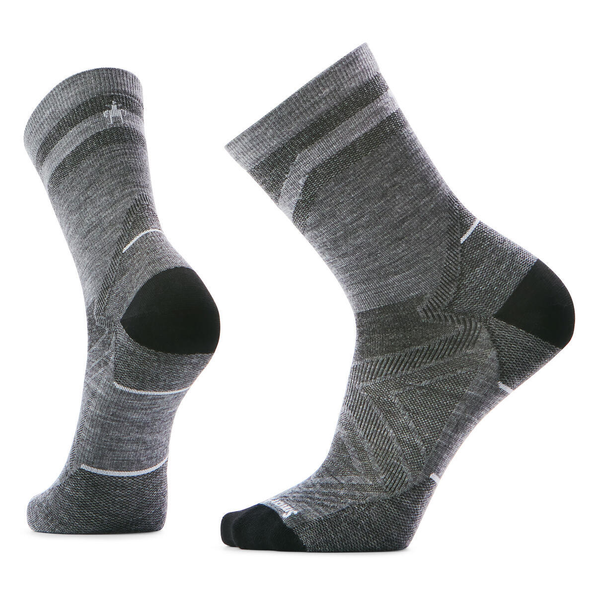 Unisex merino běžecké ponožky SMARTWOOL Run Zero Cushion Mid Crew Pattern Socks, Light Gray velikost: 38-41 (M)