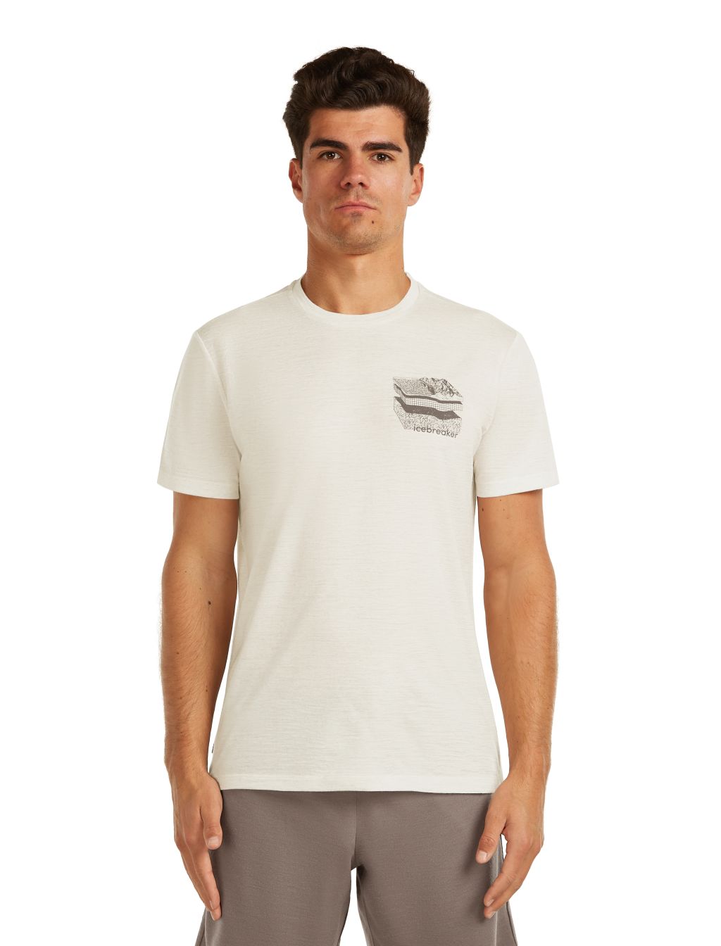 Pánské merino triko s krátkým rukávem ICEBREAKER Mens 150 Tech Lite SS Tee Evolving Lay, Ecru Hthr velikost: XL