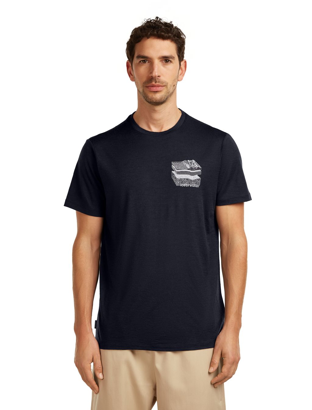 Pánské merino triko s krátkým rukávem ICEBREAKER Mens 150 Tech Lite SS Tee Evolving Lay, Midnight Navy velikost: XL