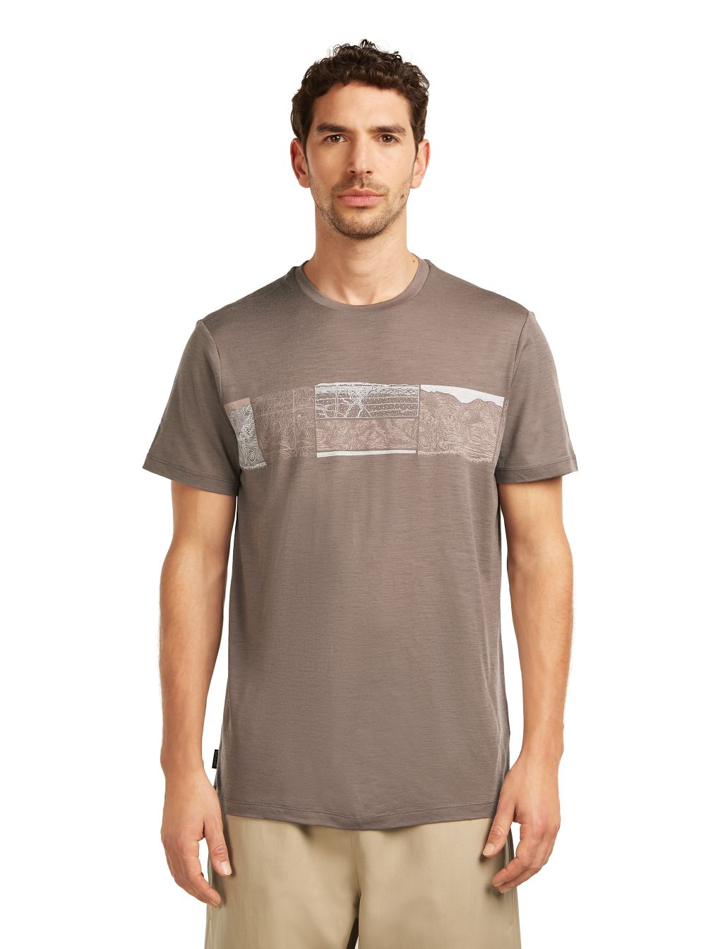 Pánské merino triko s krátkým rukávem ICEBREAKER Mens 150 Tech Lite SS Tee Elev Line, Porcini velikost: XL