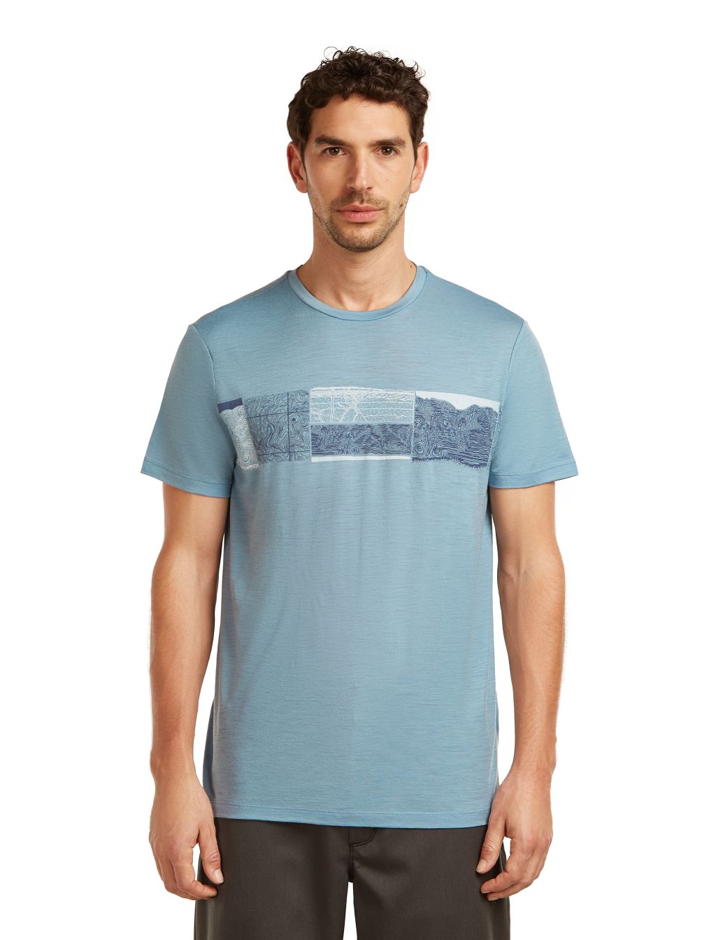 Pánské merino triko s krátkým rukávem ICEBREAKER Mens 150 Tech Lite SS Tee Elev Line, Flint Blue velikost: L
