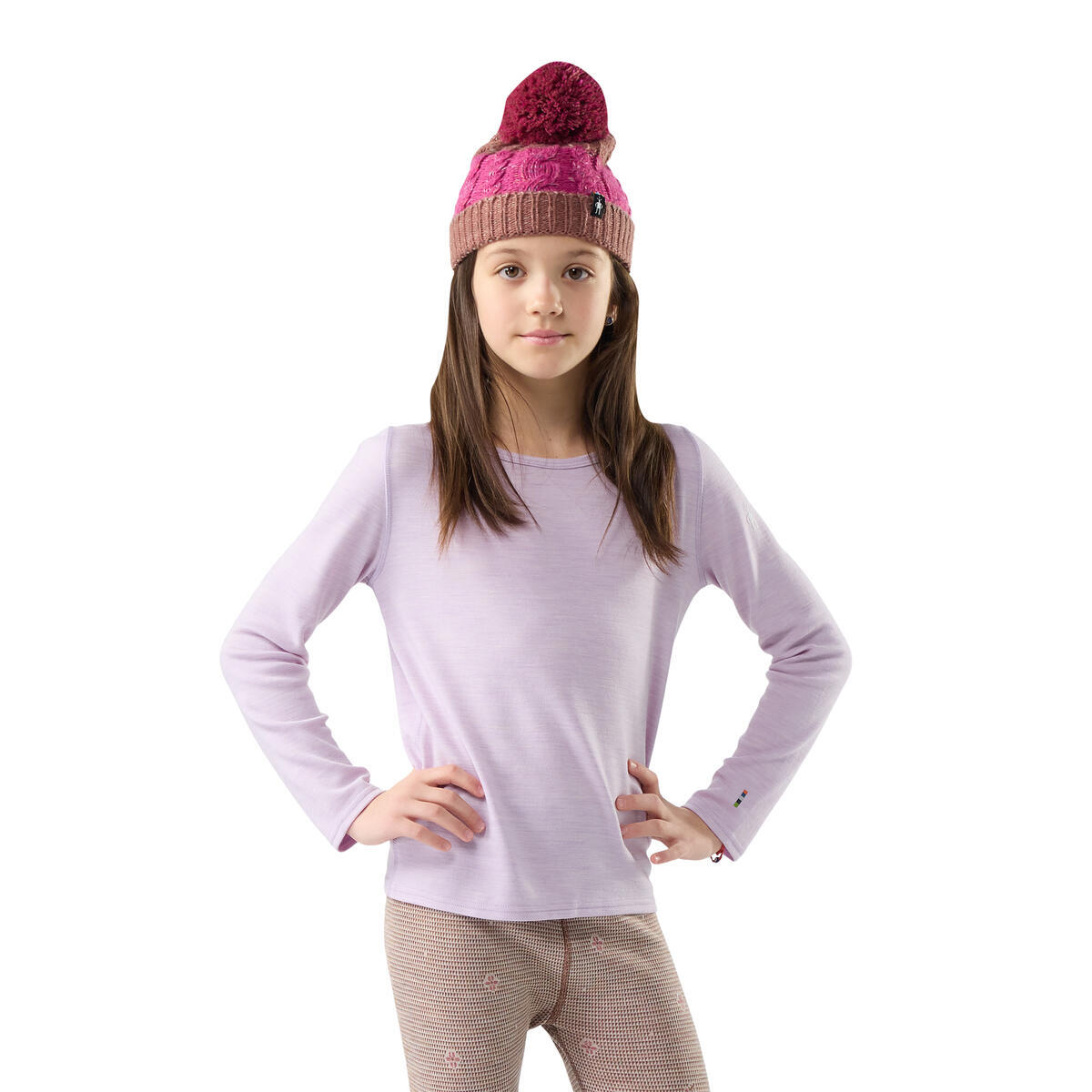 Dětské merino triko dlouhý rukáv SMARTWOOL Kids' Classic Thermal Merino Base Layer, Lavender Sky Heather velikost: XL