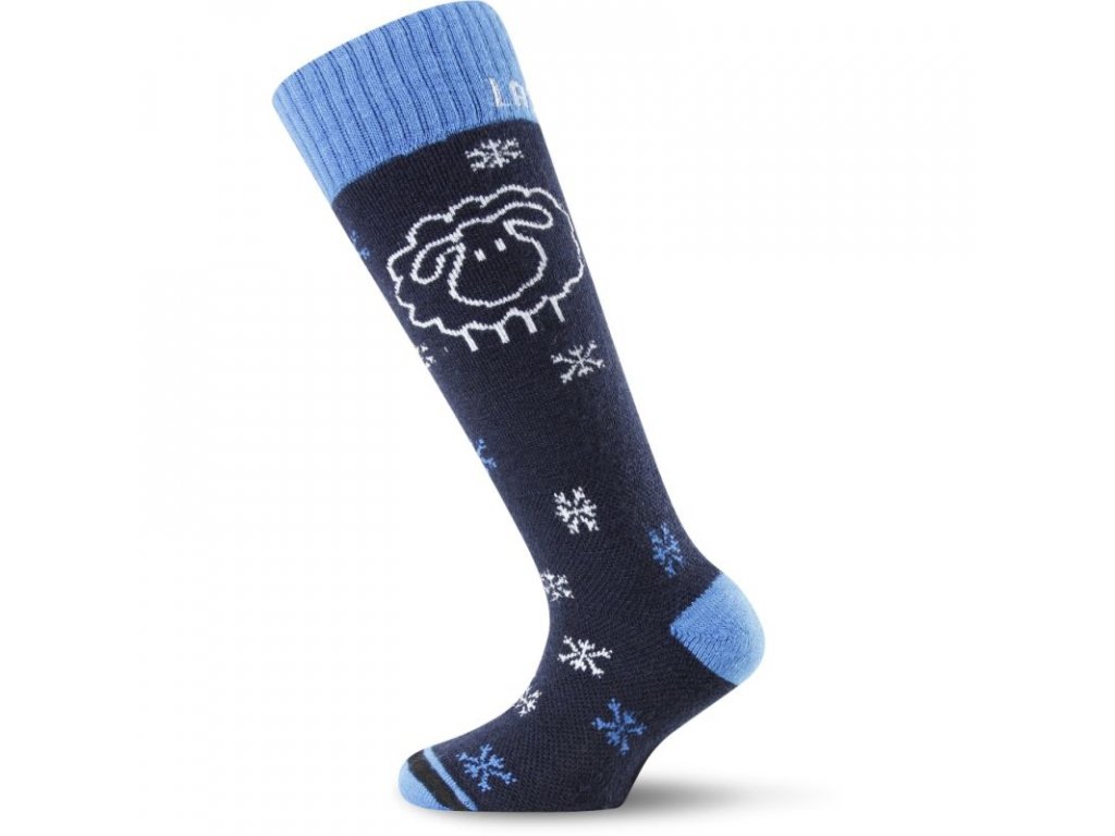 LASTING dětské merino lyžařské ponožky SJW, černá/modrá