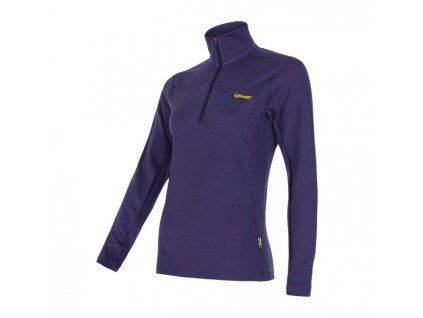 SENSOR MERINO UPPER dámská mikina krátký zip fialová
