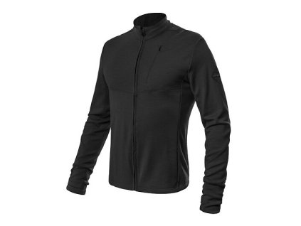SENSOR MERINO UPPER pánská mikina celozip černá