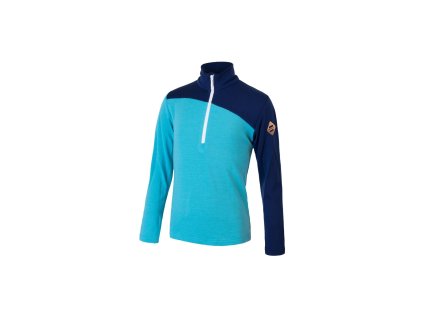 SENSOR MERINO EXTREME dětské triko dl.rukáv zip modrá/tm.modrá