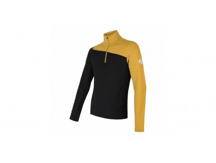 SENSOR MERINO EXTREME pánské triko dl.rukáv zip mustard/černá