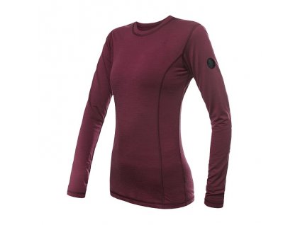 SENSOR MERINO AIR dámské triko dl.rukáv port red