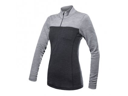 SENSOR MERINO BOLD dámské triko dl.rukáv zip anthracite/cool gray