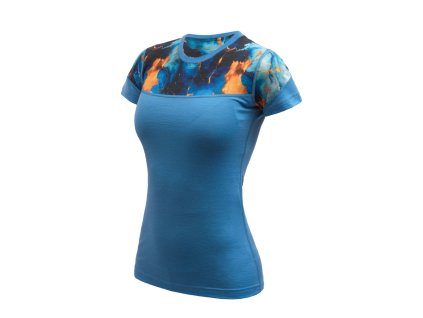 SENSOR MERINO IMPRESS dámské triko kr.rukáv modrá/universe