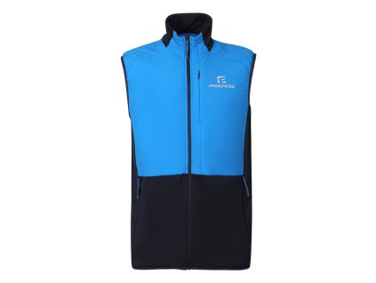 PROGRESS TORSTEN VEST pánská hybridní vesta s merinem, černá/modrá