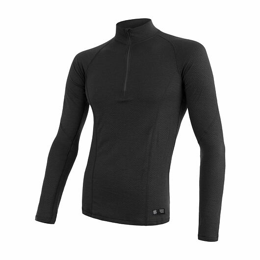 Pánské merino tričko SENSOR df černá/zip Barva: černá, Velikost: L