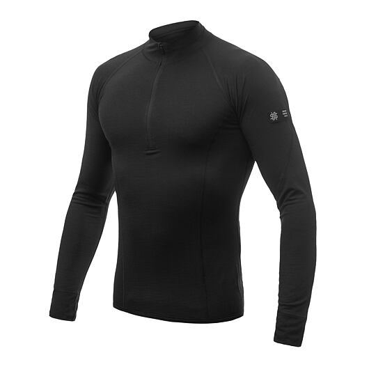 Pánské merino tričko SENSOR active černá/zip Barva: černá, Velikost: M