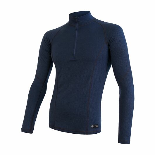 Pánské termo tričko SENSOR Merino df modrá/zip Barva: Modrá, Velikost: XXL