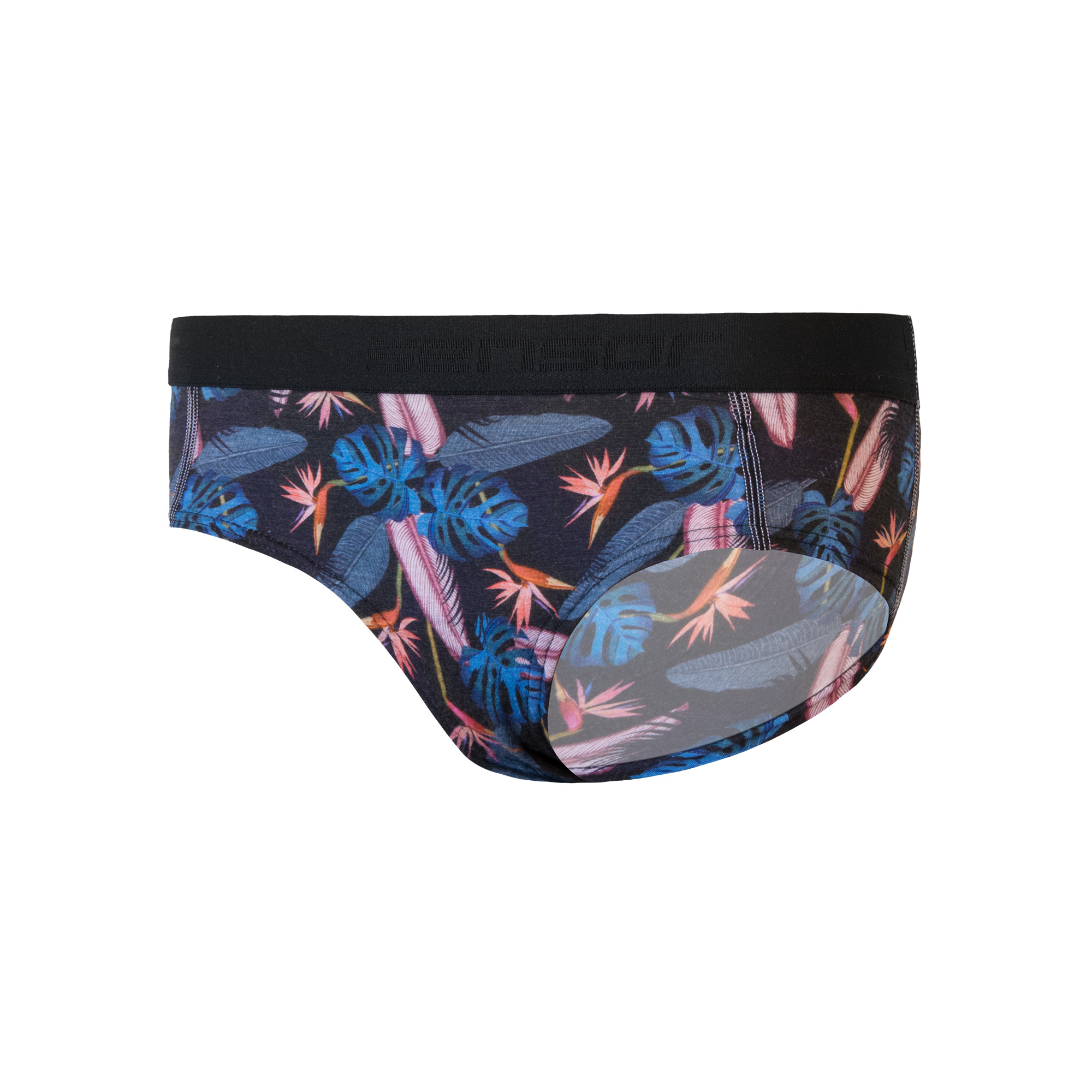 Dámské kalhotky SENSOR Merino impress černá/floral Barva: černá, Velikost: XL