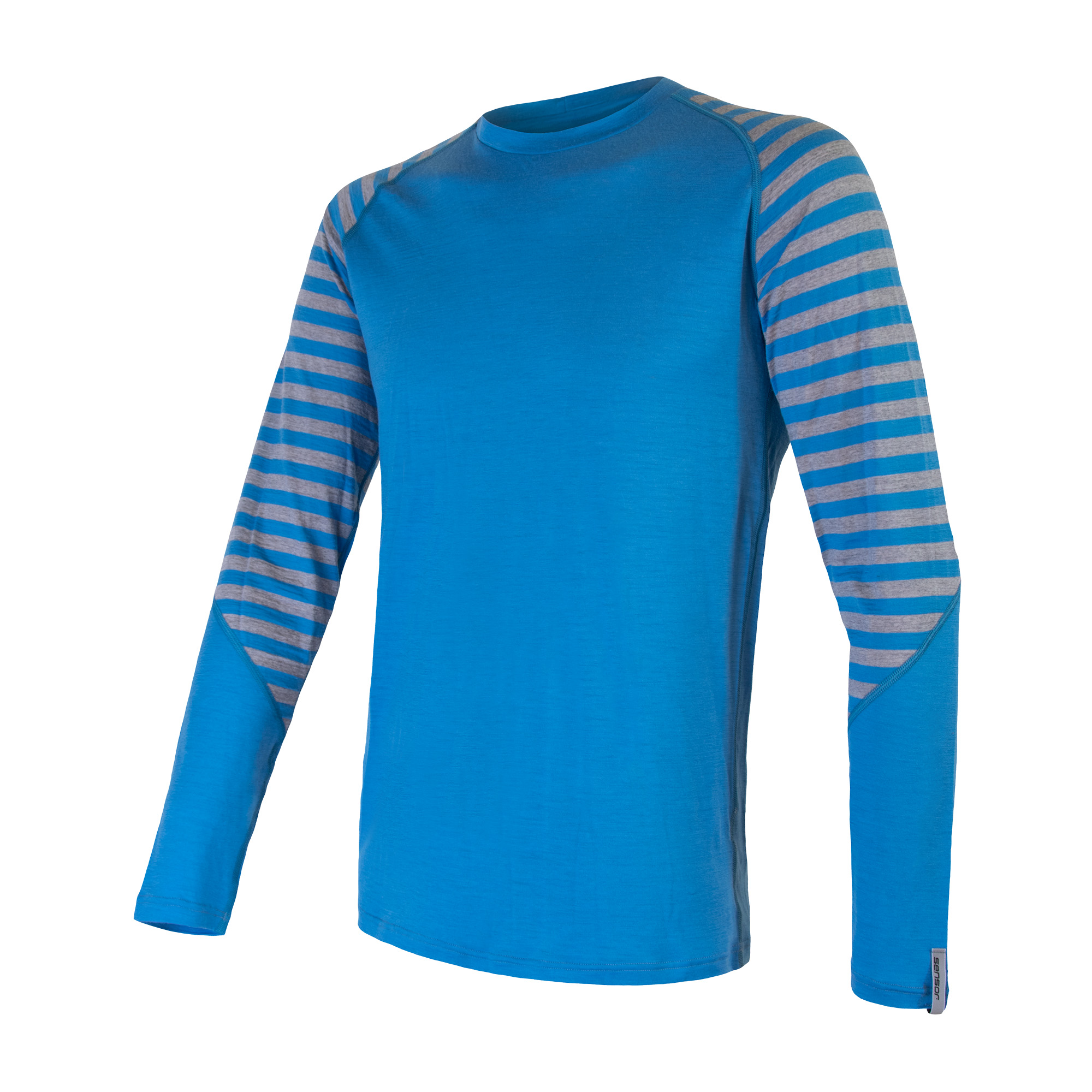 SENSOR MERINO ACTIVE pánské triko dl.rukáv modrá/šedá pruhy Velikost: S