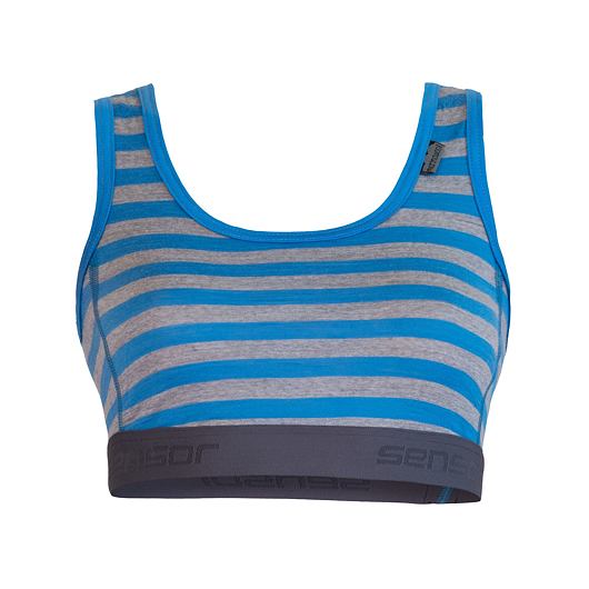 SENSOR MERINO ACTIVE dámská podprsenka modrá/šedá pruhy
