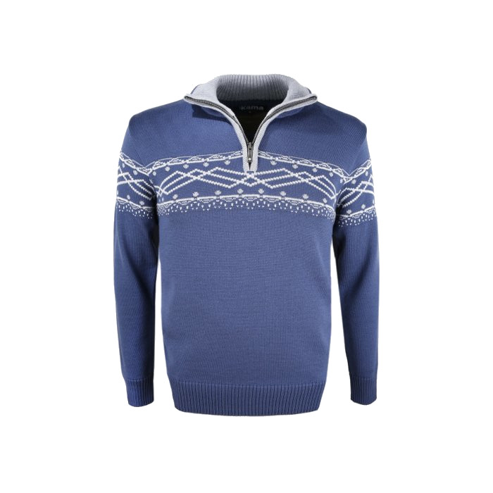 KAMA 4060 pánský merino svetr modrá