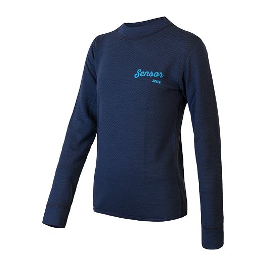 Dětské funkční tričko SENSOR Merino Df Logo deep blue Barva: Modrá, Velikost: 150