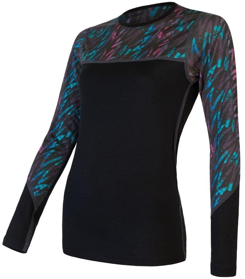 Dámské termo tričko SENSOR merino Impress černá/stripes Barva: černá, Velikost: L