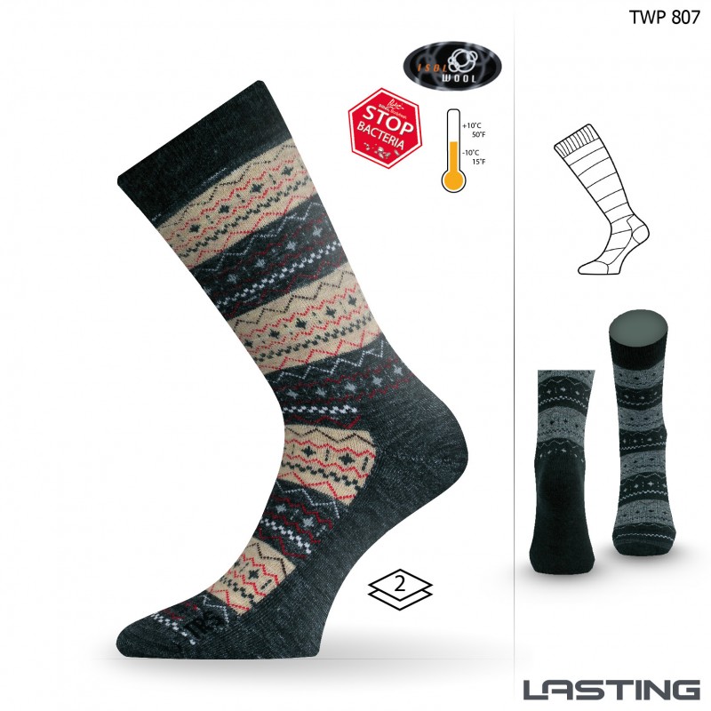 Merino ponožky LASTING Twp béžové Velikost: (46-49) XL