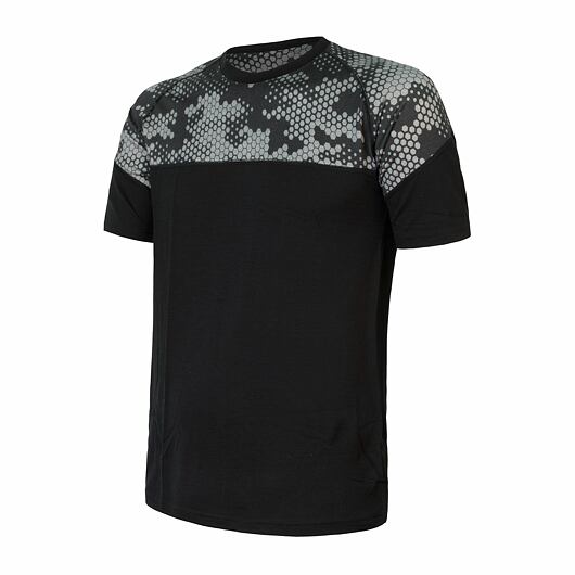 Pánské merino triko SENSOR Impress černá/honeycomb Barva: černá, Velikost: S