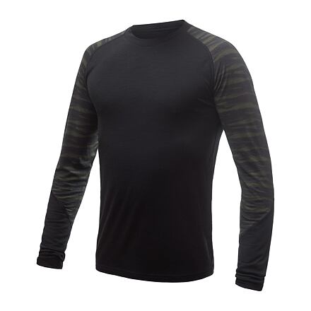 Pánské termo triko SENSOR Merino Impress černá/batik Barva: černá, Velikost: S