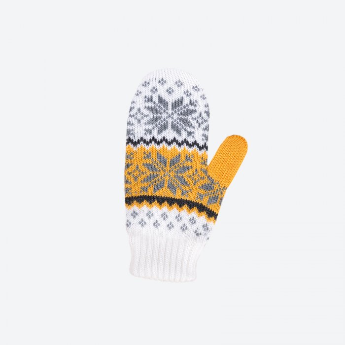 KAMA RB204 Dětské pletené Merino rukavice, bílá, žlutá Velikost: XS