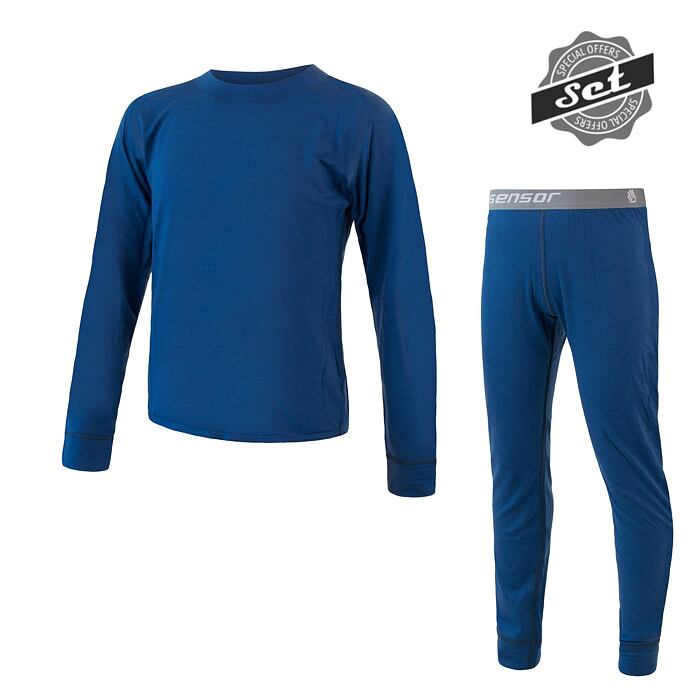 Dětský merino set SENSOR Air modrý Barva: Modrá, Velikost: 100