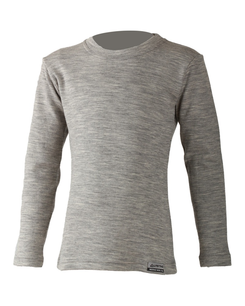 Dětská merino mikina LASTING Stony šedá Velikost: 120