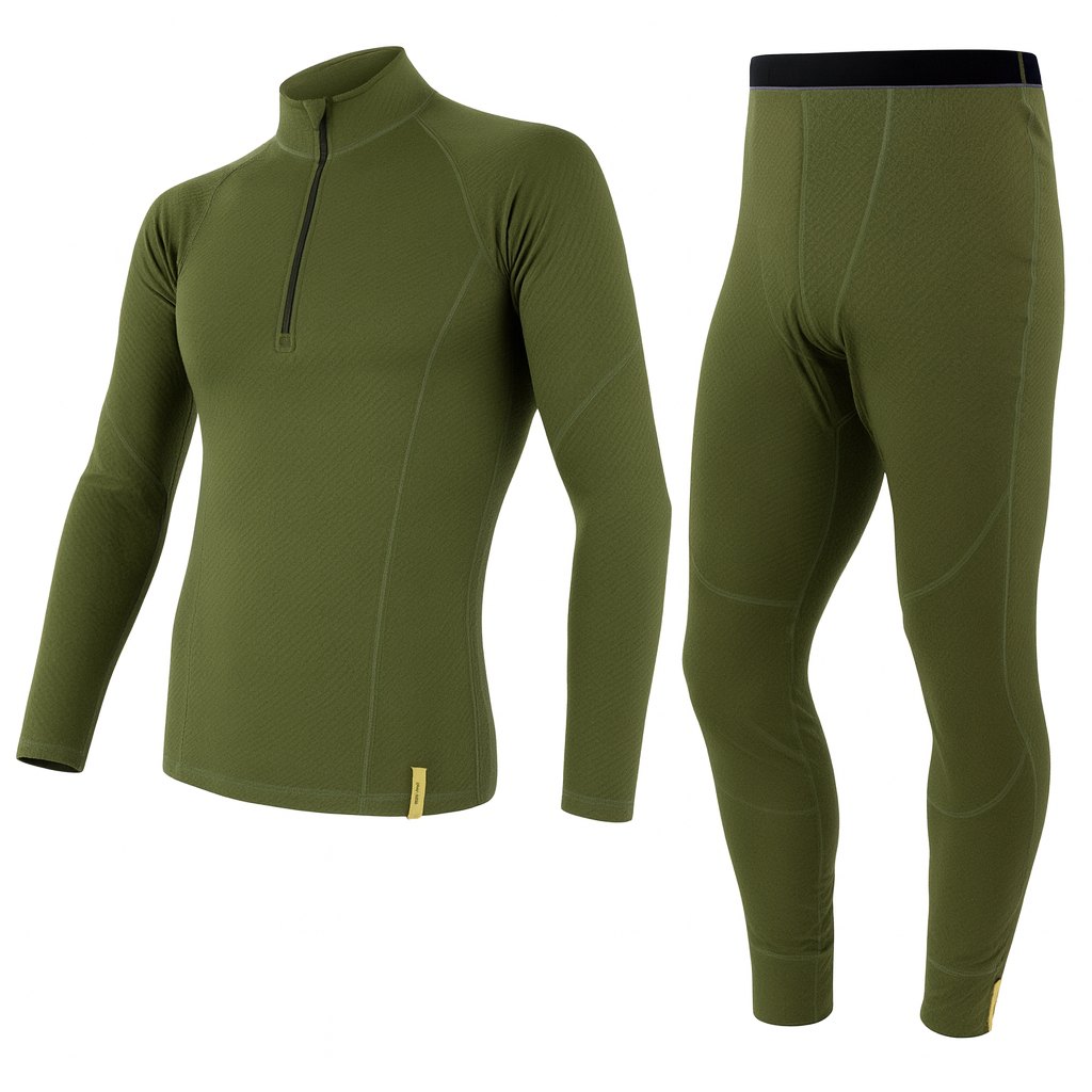 EGLOO Merino EGLOO DF MERINO ZipperNeck BaseSet pánské triko dl.rukáv ZIP+spodky, zelená Velikost: L