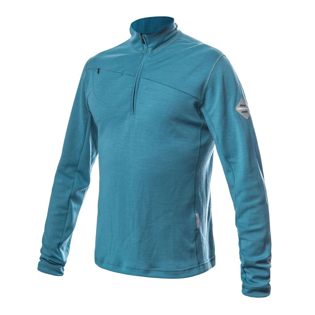 Pánská merino mikina SENSOR Merino Upper mint blue Barva: Modrá, Velikost: XXL