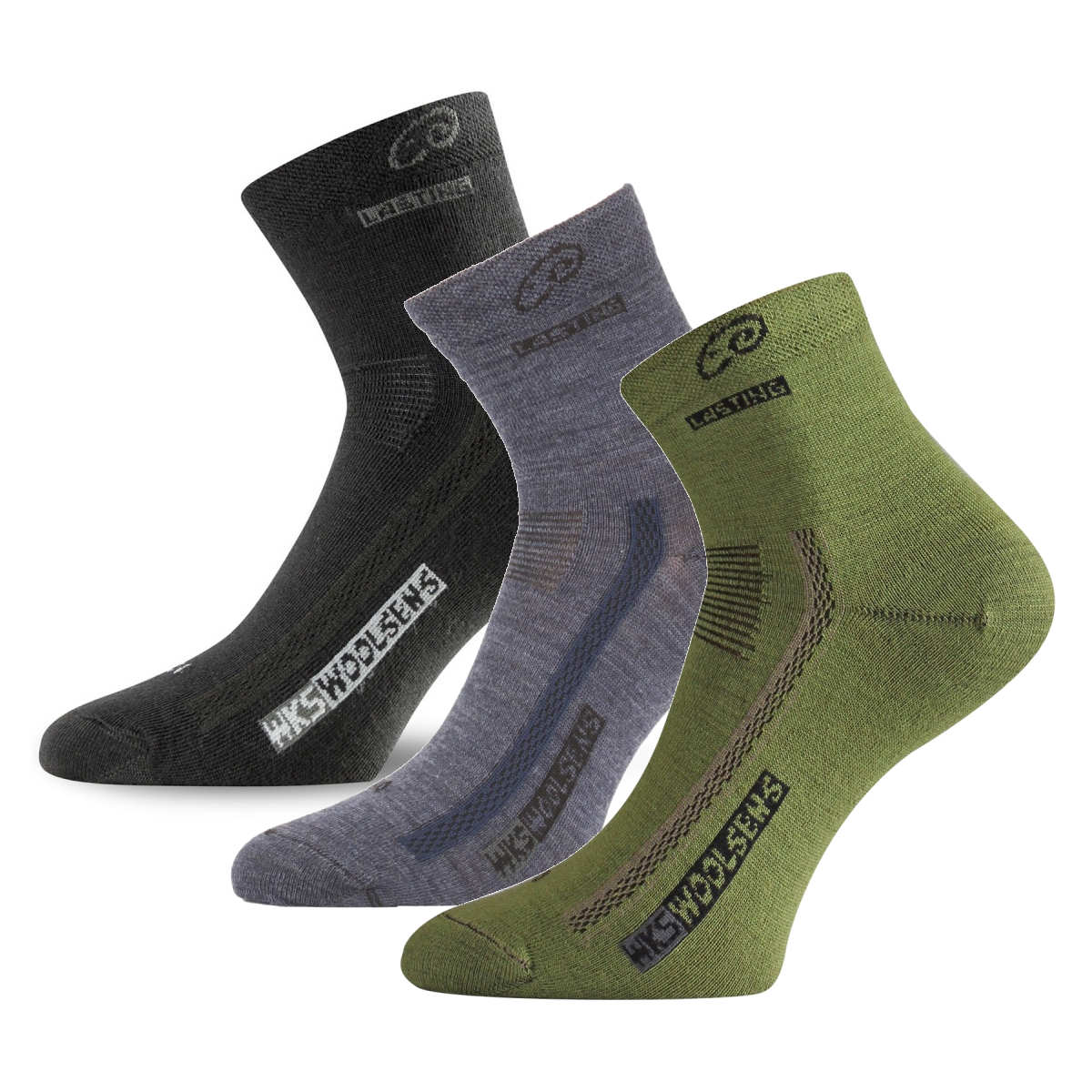 LASTING merino ponožky WKS 3-PACK, černá+modrá+zelená