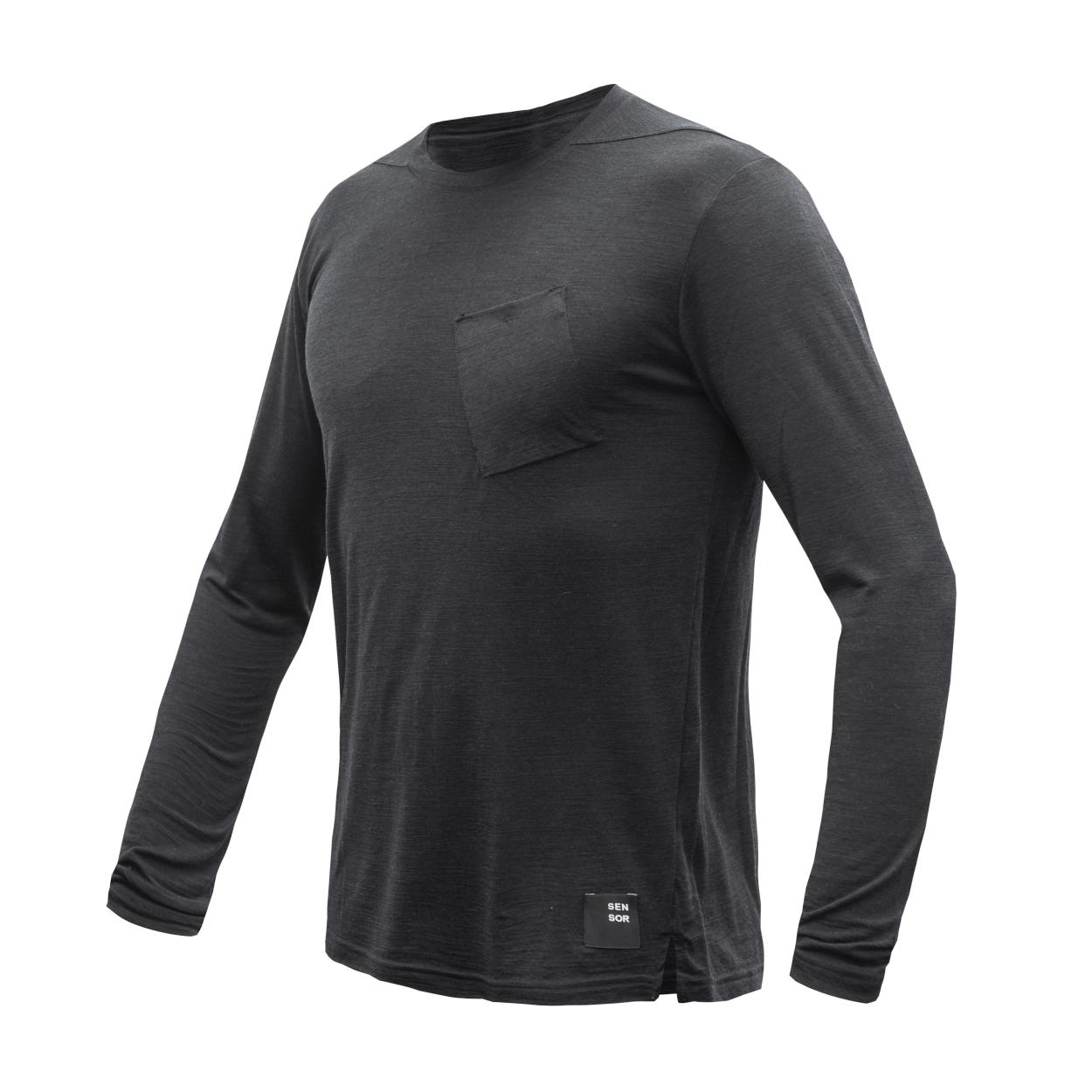 SENSOR MERINO AIR traveller pánské triko dl.rukáv černá Velikost: M