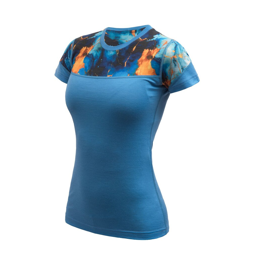 SENSOR MERINO IMPRESS dámské triko kr.rukáv modrá/universe Velikost: S