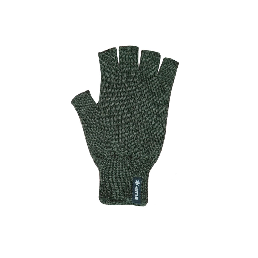 KAMA R115 pletené merino rukavice bez prstů,  zelená Velikost: L/XL
