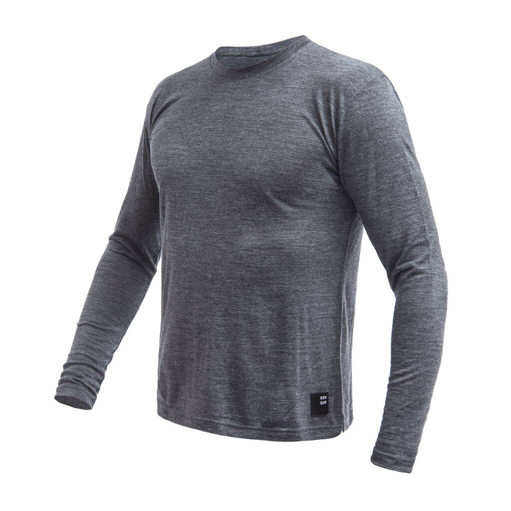 SENSOR MERINO LITE pánské triko dl.rukáv anthracite gray Velikost: XL