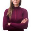 SENSOR MERINO DF dámské triko dl.rukáv zip lilla