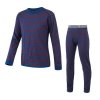 SENSOR MERINO AIR SET dětský triko dl.rukáv + spodky modrá/vínová pruhy