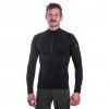 SENSOR MERINO ACTIVE pánské triko dl.rukáv stoják zip černá
