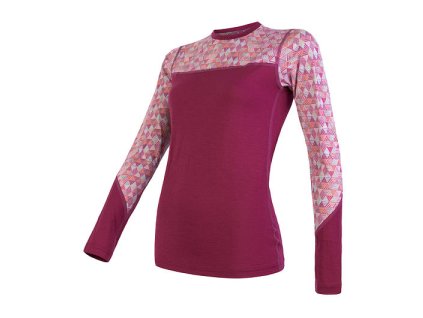 SENSOR MERINO IMPRESS dámske tričko s dlhým rukávom, lila/pattern