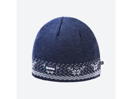 KAMA A118 pletená merino čiapka, modrá