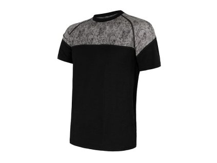 SENSOR MERINO IMPRESS pánske tričko s krátkym rukávom čierna/skulls