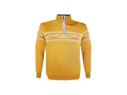 KAMA 4060 pánsky merino sveter, žltý