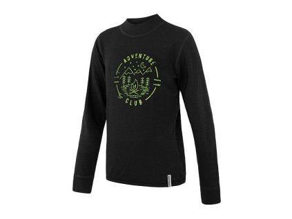 SENSOR MERINO DF CLUB detské tričko s dlhým rukávom, čierna