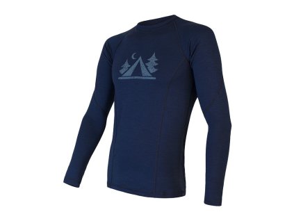 SENSOR MERINO DF CAMP pánske tričko s dlhým rukávom, deep blue