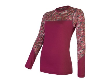 SENSOR MERINO IMPRESS dámske tričko s dlhým rukávom, lila/feathere
