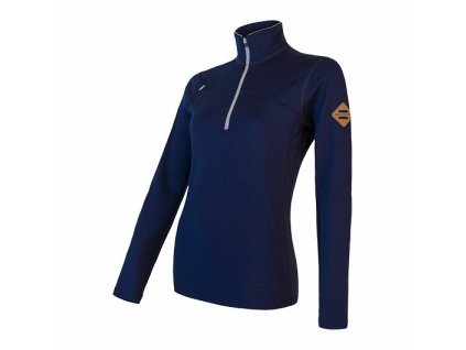 SENSOR MERINO UPPER dámska mikina krátky zips deep blue