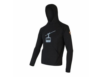 SENSOR MERINO UPPER GONDOLA pánska mikina s klokankou čierna